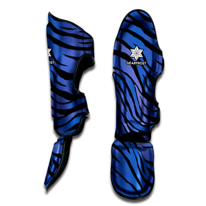 Black Blue Zebra Pattern Print Muay Thai Shin Guard