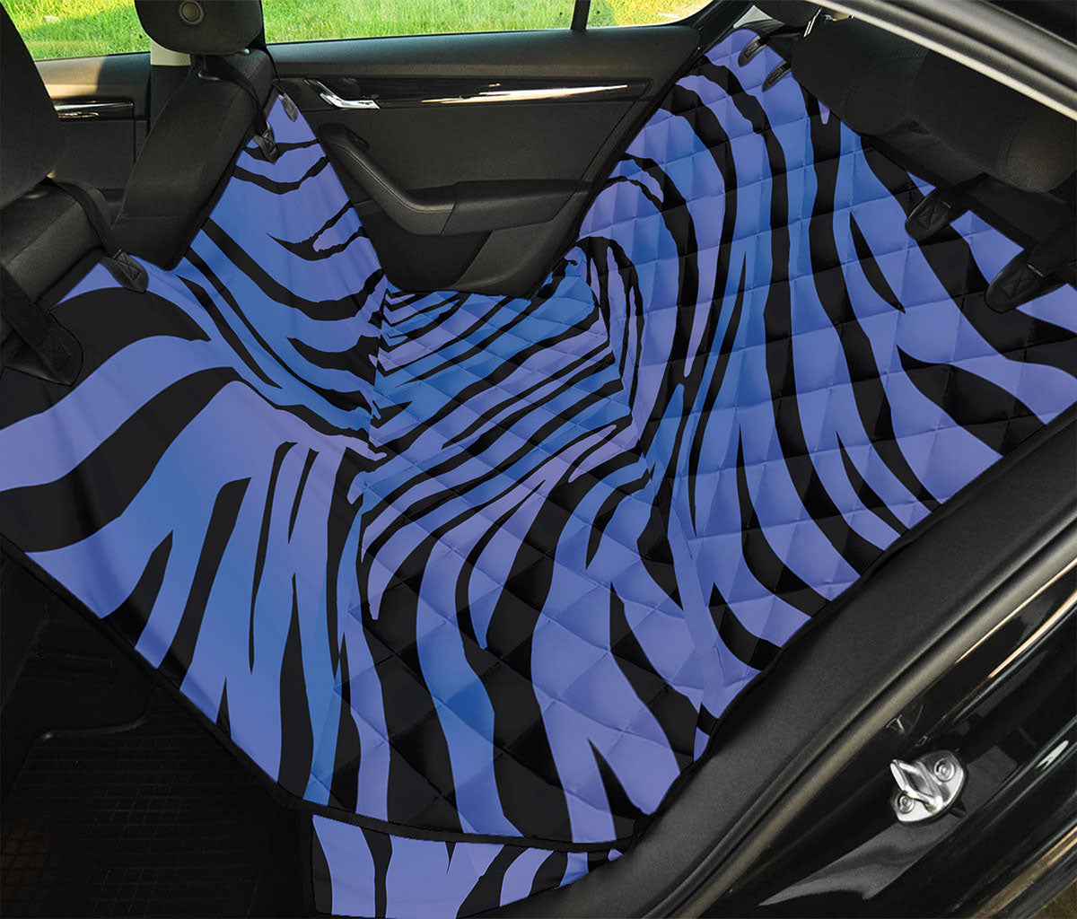 Black Blue Zebra Pattern Print Pet Car Back Seat Cover