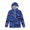 Black Blue Zebra Pattern Print Pullover Hoodie