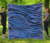 Black Blue Zebra Pattern Print Quilt