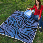 Black Blue Zebra Pattern Print Quilt