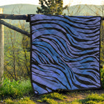 Black Blue Zebra Pattern Print Quilt