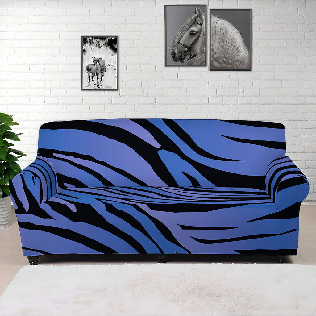 Black Blue Zebra Pattern Print Sofa Cover