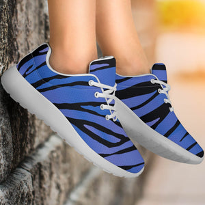 Black Blue Zebra Pattern Print Sport Shoes GearFrost