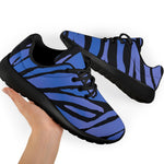 Black Blue Zebra Pattern Print Sport Shoes GearFrost