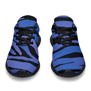 Black Blue Zebra Pattern Print Sport Shoes GearFrost