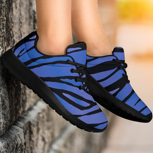 Black Blue Zebra Pattern Print Sport Shoes GearFrost