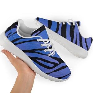 Black Blue Zebra Pattern Print Sport Shoes GearFrost