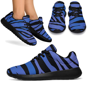 Black Blue Zebra Pattern Print Sport Shoes GearFrost