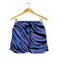 Black Blue Zebra Pattern Print Women's Shorts