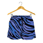 Black Blue Zebra Pattern Print Women's Shorts