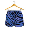 Black Blue Zebra Pattern Print Women's Shorts