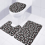 Black Bowling Pins Pattern Print 3 Piece Bath Mat Set