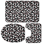 Black Bowling Pins Pattern Print 3 Piece Bath Mat Set