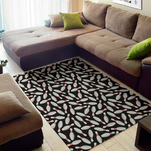 Black Bowling Pins Pattern Print Area Rug