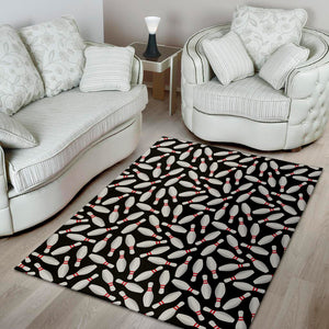 Black Bowling Pins Pattern Print Area Rug