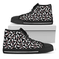 Black Bowling Pins Pattern Print Black High Top Sneakers