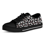 Black Bowling Pins Pattern Print Black Low Top Shoes