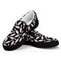 Black Bowling Pins Pattern Print Black Slip On Sneakers
