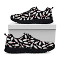 Black Bowling Pins Pattern Print Black Running Shoes