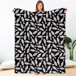 Black Bowling Pins Pattern Print Blanket