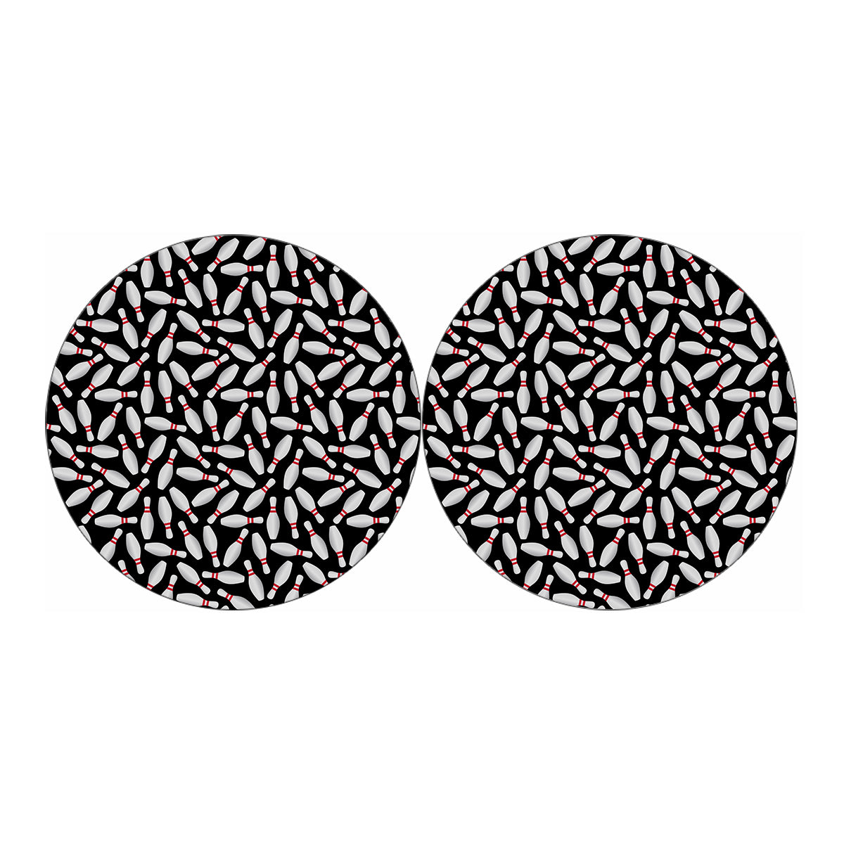 Black Bowling Pins Pattern Print Car Coasters