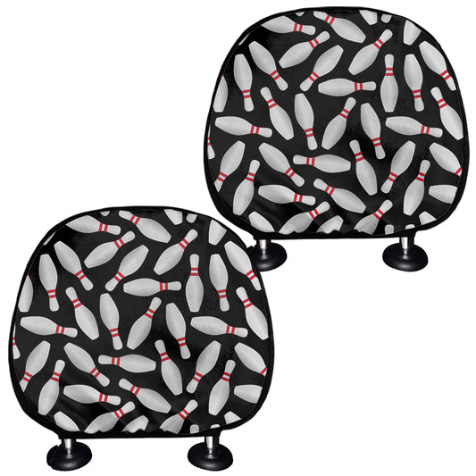 Black Bowling Pins Pattern Print Car Headrest Covers