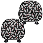 Black Bowling Pins Pattern Print Car Headrest Covers