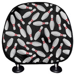 Black Bowling Pins Pattern Print Car Headrest Covers