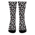 Black Bowling Pins Pattern Print Crew Socks