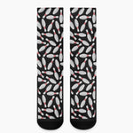 Black Bowling Pins Pattern Print Crew Socks