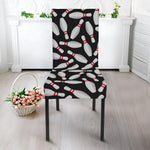 Black Bowling Pins Pattern Print Dining Chair Slipcover