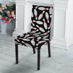 Black Bowling Pins Pattern Print Dining Chair Slipcover