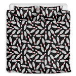 Black Bowling Pins Pattern Print Duvet Cover Bedding Set