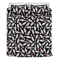 Black Bowling Pins Pattern Print Duvet Cover Bedding Set