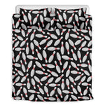 Black Bowling Pins Pattern Print Duvet Cover Bedding Set