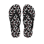 Black Bowling Pins Pattern Print Flip Flops