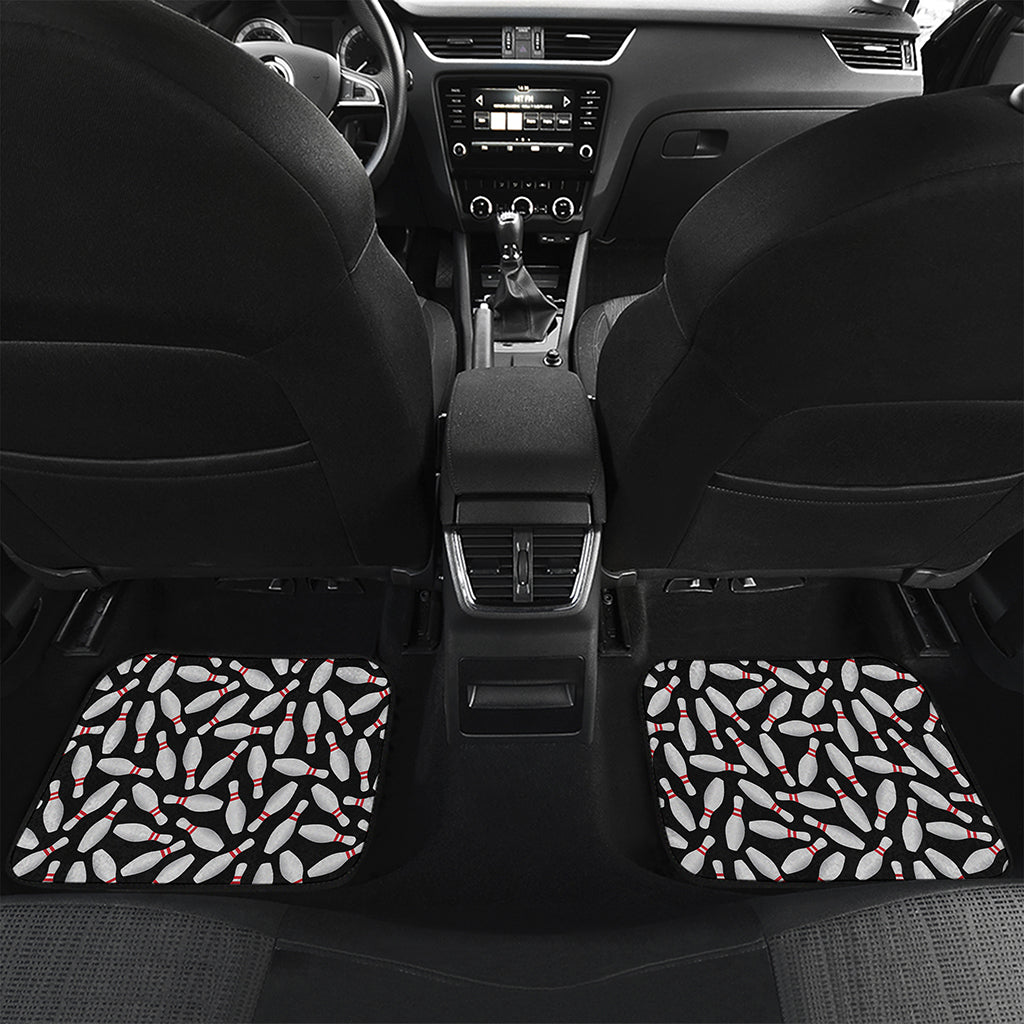 Black Bowling Pins Pattern Print Front and Back Car Floor Mats