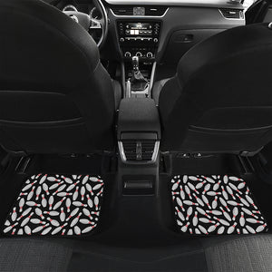 Black Bowling Pins Pattern Print Front and Back Car Floor Mats