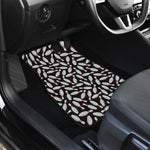 Black Bowling Pins Pattern Print Front and Back Car Floor Mats