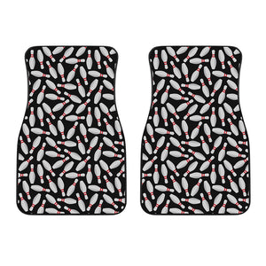 Black Bowling Pins Pattern Print Front Car Floor Mats