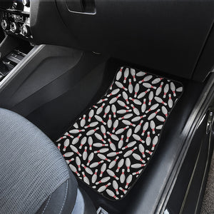 Black Bowling Pins Pattern Print Front Car Floor Mats