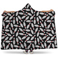 Black Bowling Pins Pattern Print Hooded Blanket