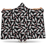 Black Bowling Pins Pattern Print Hooded Blanket