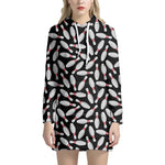 Black Bowling Pins Pattern Print Hoodie Dress