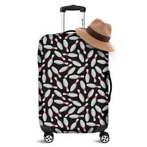 Black Bowling Pins Pattern Print Luggage Cover