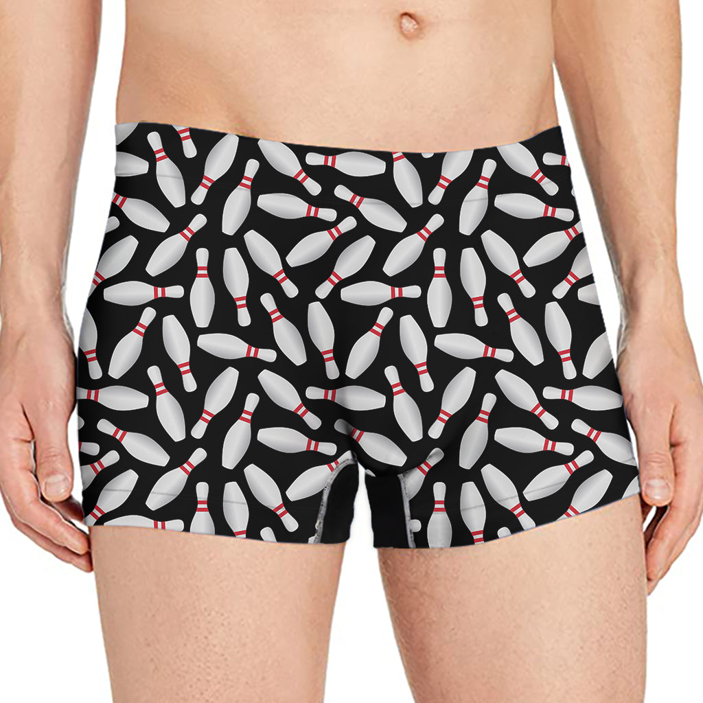 Black Bowling Pins Pattern Print Men's Boxer Briefs