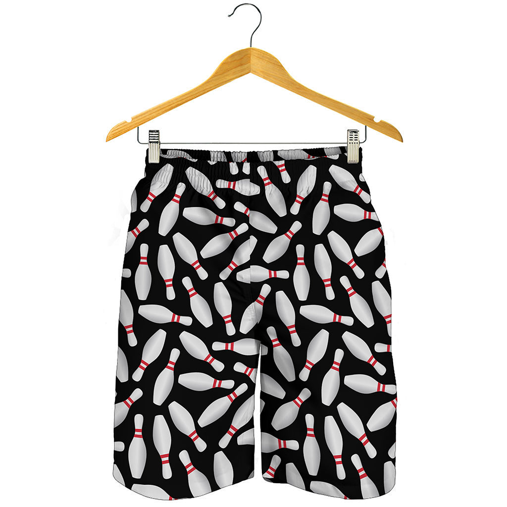 Black Bowling Pins Pattern Print Men's Shorts