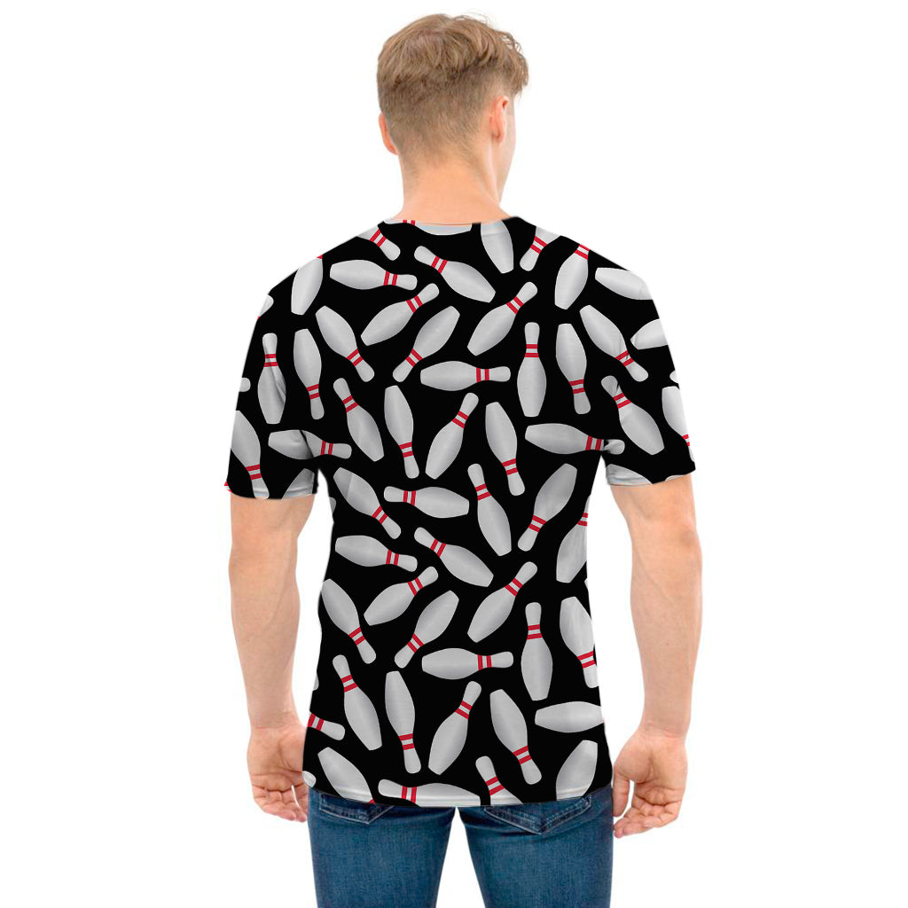 Black Bowling Pins Pattern Print Men's T-Shirt