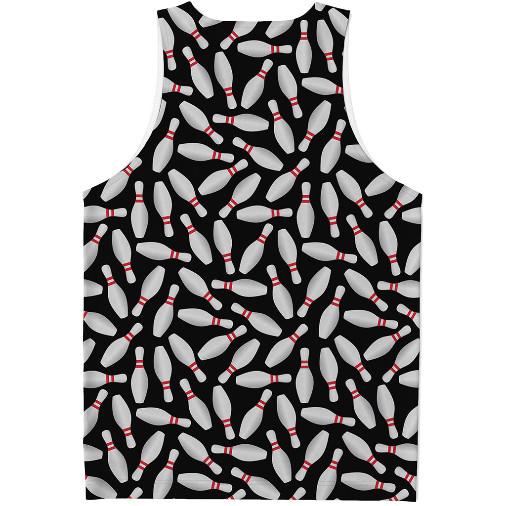 Black Bowling Pins Pattern Print Men's Tank Top